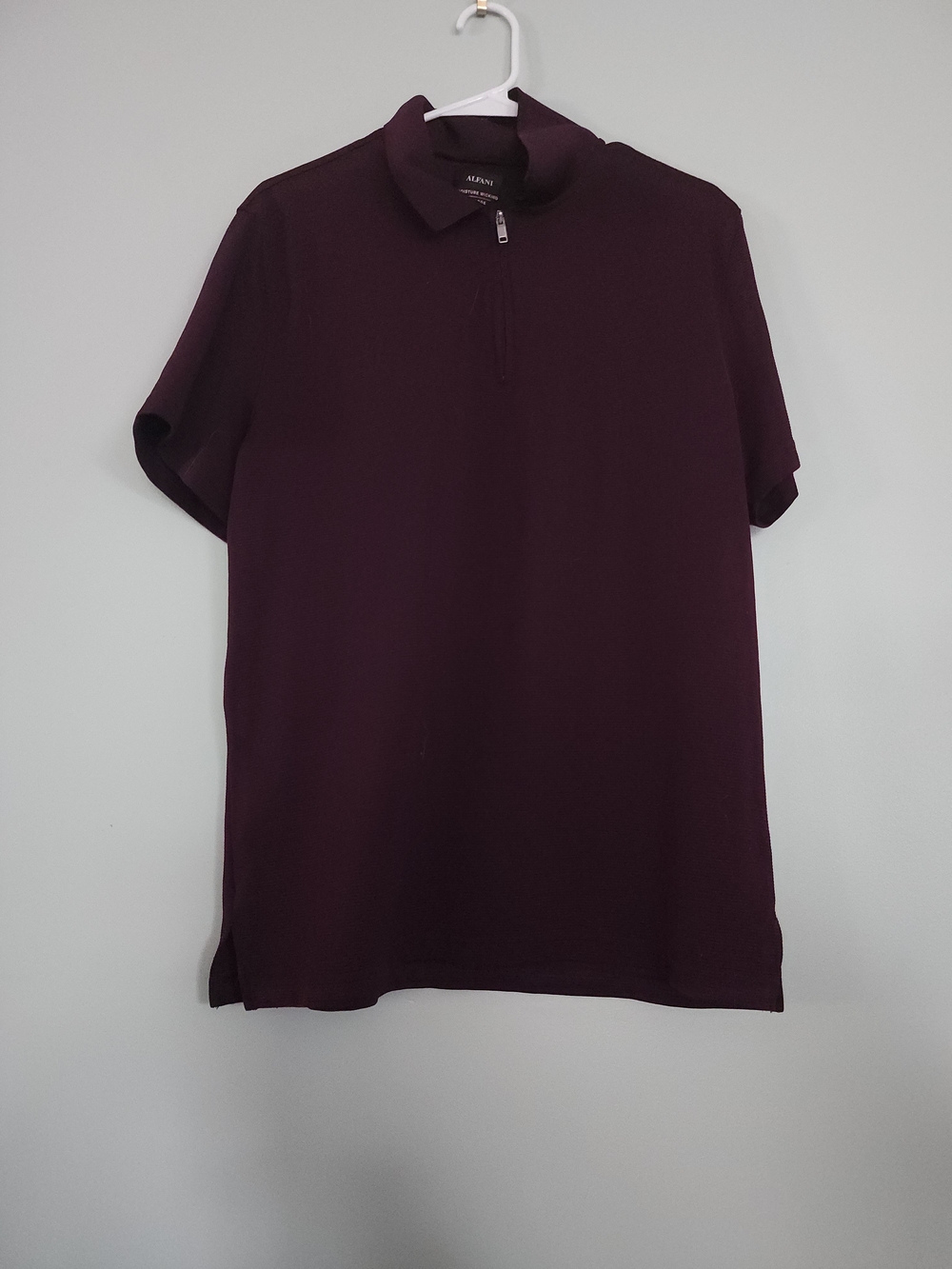 Alfani Men's Short-Sleeve Zip Polo in Deep Plum